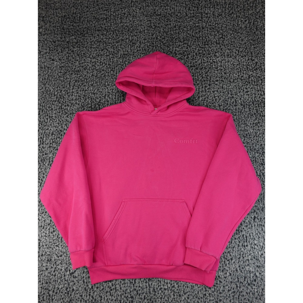 Comfrt Hoodie Mens Large Hot Pink Embossed Logo Fleece Pullover